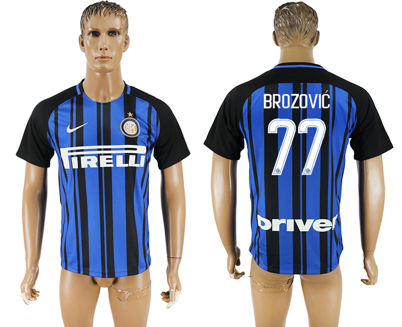 2017-2018 Inter Milano BROZOVIC #77 FOOTBALL JERSEY BLUE&BLACK | Maillots  De Foot Pas Cher 2023-2024