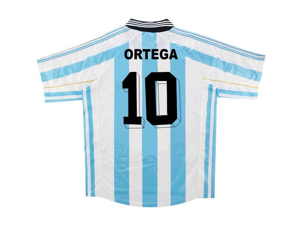 Argentina 1998 Ortega 10 World Cup Home Football Shirt Soccer Jersey