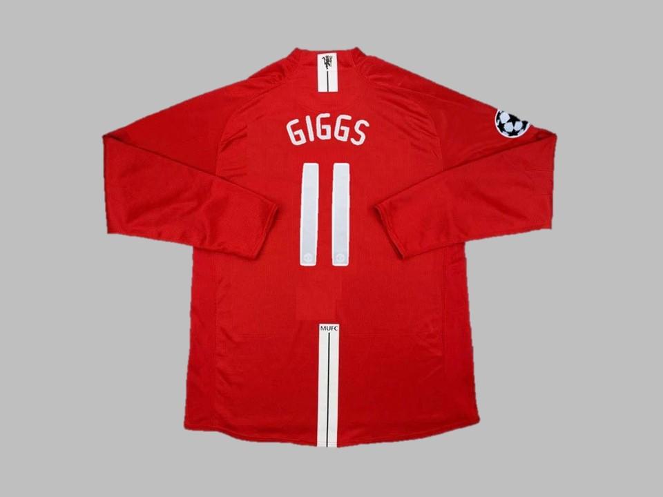 Manchester United 2007 2008 Giggs 11 Ucl Final Home Long Sleeve Shirt