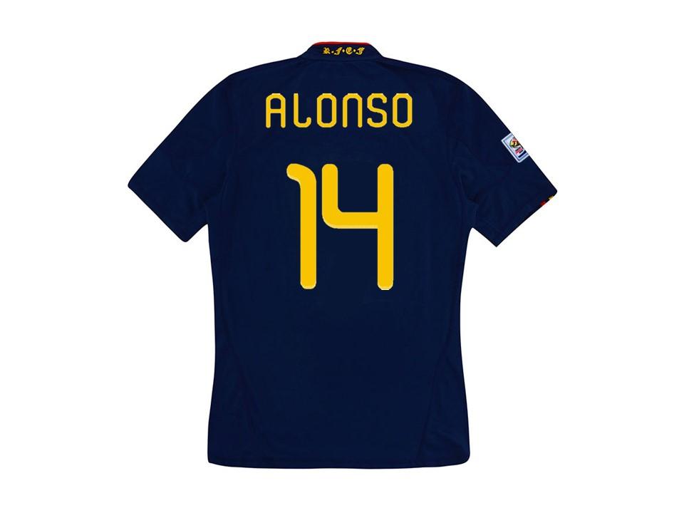 Spain 2010 Espaa Alonso 14 World Cup Final Away Football Shirt Soccer Jersey